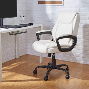 lot 3643 image: Amazon Basics Classic Puresoft Padded Mid-Back Office Computer Desk Chair with Armrest - Cream