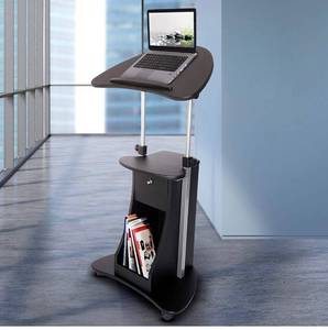 lot 4012 image: Techni Mobili Sit-to-Stand Mobile Medical Laptop Computer Cart, Black