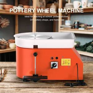 lot 4013 image: SKYTOU Pottery Wheel Pottery Forming Machine 25CM 350W Detachable Basin Electric Pottery Wheel with Foot Pedal DIY Clay Tool Ceramic Machine Work Clay Art Craft (Orange)