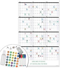 lot 4014 image: Lushleaf Designs - Large Dry Erase Wall Calendar - 24x39 Inches - Blank Undated 2022 Reusable Year Calendar - Whiteboard Yearly Poster - Laminated Office Jumbo 12 Month Calendar (Vertical)
