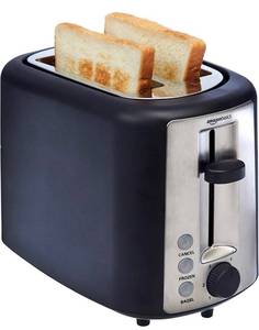 lot 4035 image: Amazon Basics 2 Slice, Extra-Wide Slot Toaster with 6 Shade Settings, Black