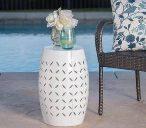 lot 4038 image: Christopher Knight Home Lilac Outdoor 12 Iron Side Table, White