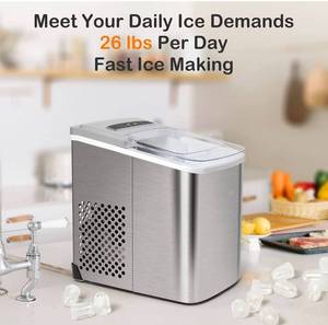 lot 4059 image: Zyerch Ice Maker Machine Countertop, 26lb Ice Per Day, Large or Small Ice Option, Easy to Clean, Enjoy Endless Supply of Ice in Party, Office, Patio, Home