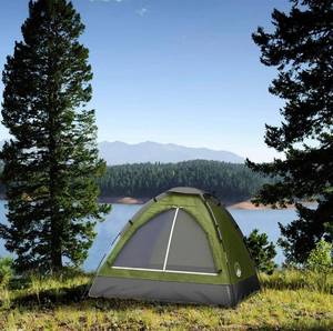 lot 4085 image: 2 Person Dome Tent - Rain Fly & Carry Bag - Easy Set Up-Great for Camping, Backpacking, Hiking & Outdoor Music Festivals by Wakeman Outdoors (Green)