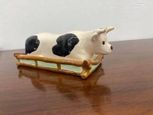 lot 7039 image: vintage cow butter dish