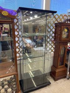 lot 44841 image: lighted touch black & glass curio cabinet