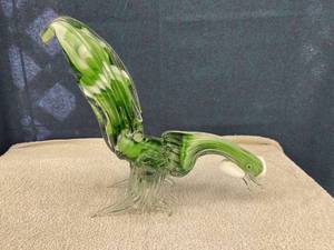 lot 44842 image: large blown glass rooster