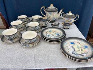 lot 44853 image: hand painted wales china dragon tea set