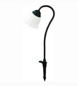 lot 32 image: Hampton Bay Low-Voltage Black Outdoor Integrated LED Black Landscape Path Light with White Tulip Shade, pack of 2