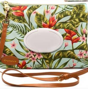 lot 58 image: 4 Nature Diaper Clutch Bag, Lightweight, Water Resistant and Bag Dispenser with Wipes Holder and Adjustable Straps for Cross Body (Tropical Paradise)