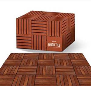 lot 80 image: flybold Outdoor Deck Tiles, Teak Wood Tiles, Balcony Flooring, Patio Flooring, Waterproof, Indoor UV Protected Interlocking Composite Deck, Portable Party Dance Floor, 10PCS 12x12