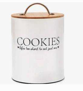 lot 90 image: DLifeful Farmhouse Cookie Tin Jars for Kitchen Counter - Decorative Storage Container with Airtight Bamboo Seal Lid for Baking Supplies