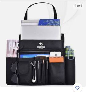 lot 95 image: DMoose Car Front Seat Organizer with Laptop and Tablet Storage, Compact Passenger Side Caddy with Neoprene Water Bottle Pockets, File Folder Sleeves, and Space Saving Compartments (Black)