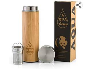 lot 107 image: AQUAticus Tea Infuser Bottle  Leak-proof special invention inner cap  Tea glass  Double Wall Insulated Bottle for Hot Tea and Cold Drinks  500ml tea bottle