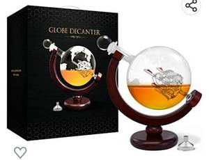 lot 112 image: flybold Whiskey Decanter, Hand Blown Antique Glass & Whiskey Decanter Set, Safe Certified, Great Gift for Men Like Whiskey Whiskey Wine Rum Tequila Decanter Drinks 28oz 850ml