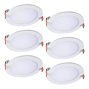 lot 125 image: HALO 6 inch Recessed LED Ceiling & Shower Disc Light �� Canless Wafer Downlight �� 2700K3000K3500K4000K5000K Selectable - White - 6 Pack (B088TVH31Y)