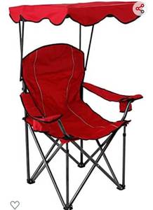 lot 150 image: ALPHA CAMP Camp Chair with Shade Canopy, Folding Reclining Chair with Carry Bag for Outdoor Camping Hiking Beach Heavy Duty 330lbs
