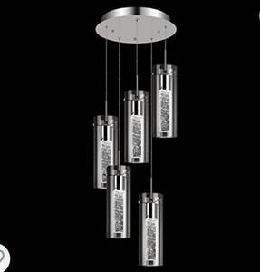 lot 158 image: PARTPHONER Kitchen Island Ceiling Pendant Light, Integrated LED Pendant Light with 30W Crystal Bubble Glass, 4000K Neutral White for Kitchen Restaurant Dining Room (5 Lights)