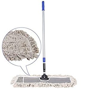 lot 163 image: JINCLEAN 24 Industrial Cotton Floor Dust Mop with adjustable Steel Handle - Commercial Mops for Hardwood, Tiles, Laminate, Vinyl, Garage epoxy, Bamboo surface cleaning and Flooring Push Dust Broom (B071ZB5DP5)