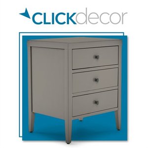 lot 164 image: ClickDecor Finley Solid Wood 3 Drawer Nightstand Gray