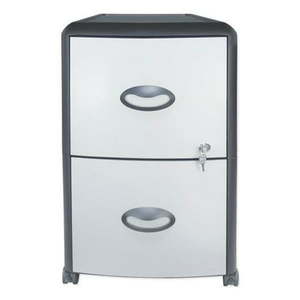 lot 193 image: Mobile Filing Cabinet With Metal Siding 2 File Drawers Silverblack 19 X 15 X 23