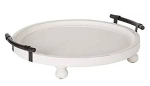 lot 208 image: Kate and Laurel Bruillet Round Farmhouse Tray, 15 Diameter, Rustic White, Wood Tray for Coffee Table