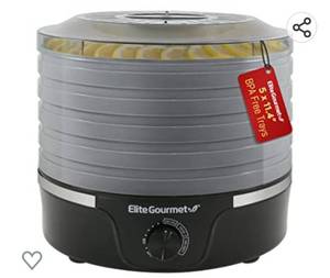lot 219 image: Elite Gourmet EFD319BNG Food Dehydrator, 5 11.4 BPA Free Trays, Adjustable Temperature Controls, Jerky, Herbs, Fruits, Vegetables, Dry Snacks, Black and Gray, 5 Trays