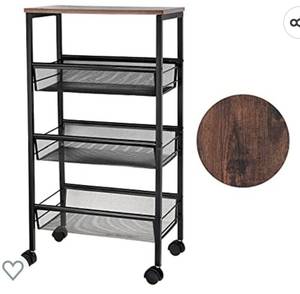 lot 223 image: 3 Tier Storage Rolling Kitchen Cart, Rolling Kitchen Cart for Kitchen, Bedroom, Bathroom, Office, Black