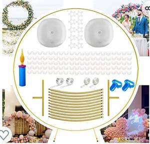 lot 232 image: Big 7.2ft Gold Metal Round Balloon Arch kit Decoration,Round Arch Backdorp Stand Kit,for Birthday Party,Wedding Decoration,Baby Shower Party,Graduation Decoration Background