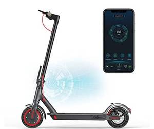 lot 245 image: AovoPro ES80 Electric Scooter - 8.5 Solid Tires,Up to 19 Miles Long-Range and 19 MPH Portable Folding Commuting Scooter for Adults with Double Braking System and App
