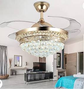 lot 251 image: Panghuhu88 42 Inch Invisible Ceiling Light with Light, Modern Ceiling Fan Lamp with Remote Control, 4 Retractable ABS Blades for Bedroom Living Room Dining Room
