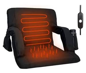 lot 254 image: Portable Dual Heated Back Recliner, Stadium Seats with Backrest and Heated Cushion, Outdoor Chair Cushion, Beach Chair, Stadium Chair with Backrest and Arm for Sport Events