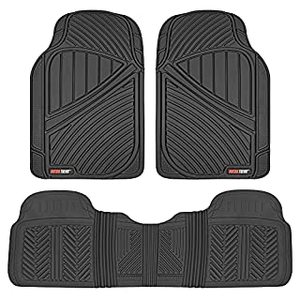 lot 257 image: Motor Trend FlexTough Performance All Weather Rubber Car Floor Mats - 3 Piece Floor Mats Automotive Liners for Cars Truck SUV, Heavy-Duty Waterproof (Black) (B015G7RVTY)