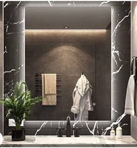 lot 263 image: IOWVOE 28 x 36 LED Backlit Bathroom Mirror with Lights, Wall Mounted Dimmable Vanity Mirror, Anti-Fog, Lighted Bathroom Mirror (Vertical & Horizontal)