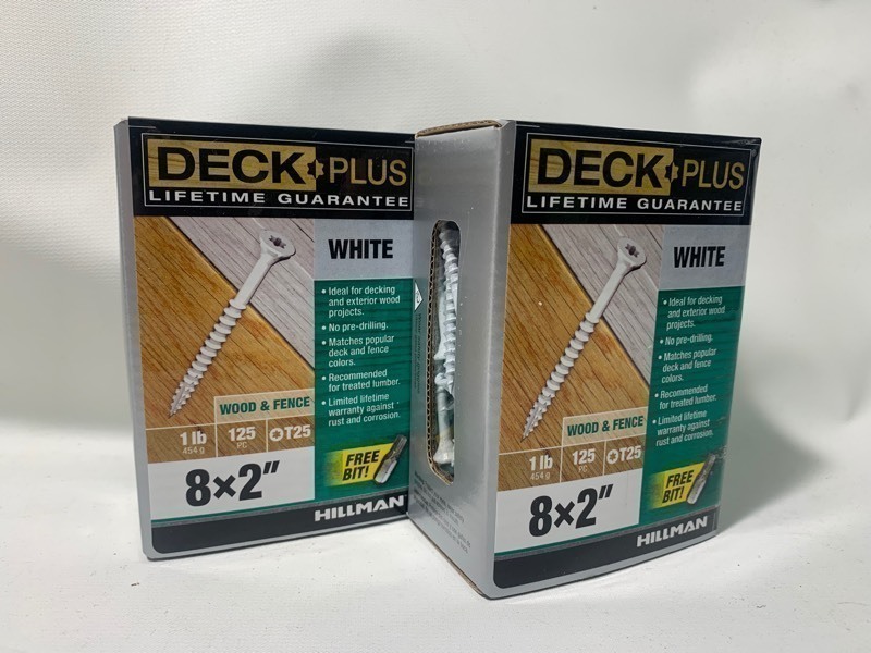 lot 184 image: 2 New Boxes of 250 Hillman Deck Plus 8x2 White Wood & Fence Screws