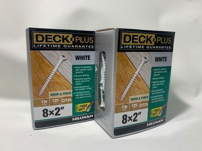 lot 187 image: 2 New Boxes of 250 Hillman Deck Plus 8x2 White Wood & Fence Screws