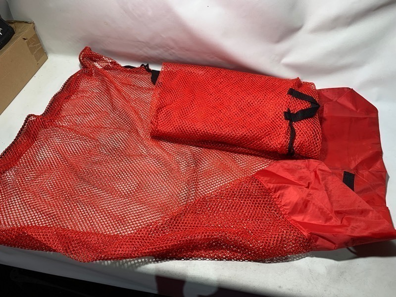 lot 295 image: 3 Chiefs Red Mesh Ball Bags 28x36