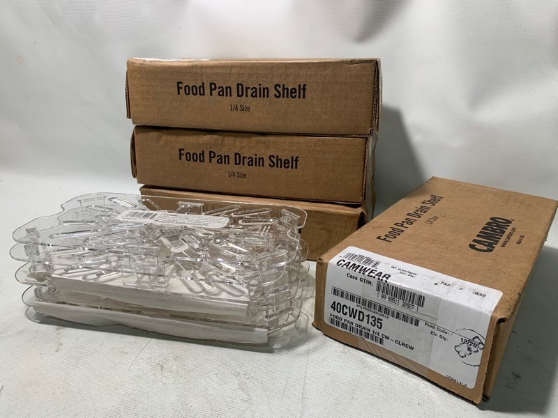 lot 310 image: 4 New Boxes of Cambro 14 Size Food Pan Drain Shelfs (24 Total)