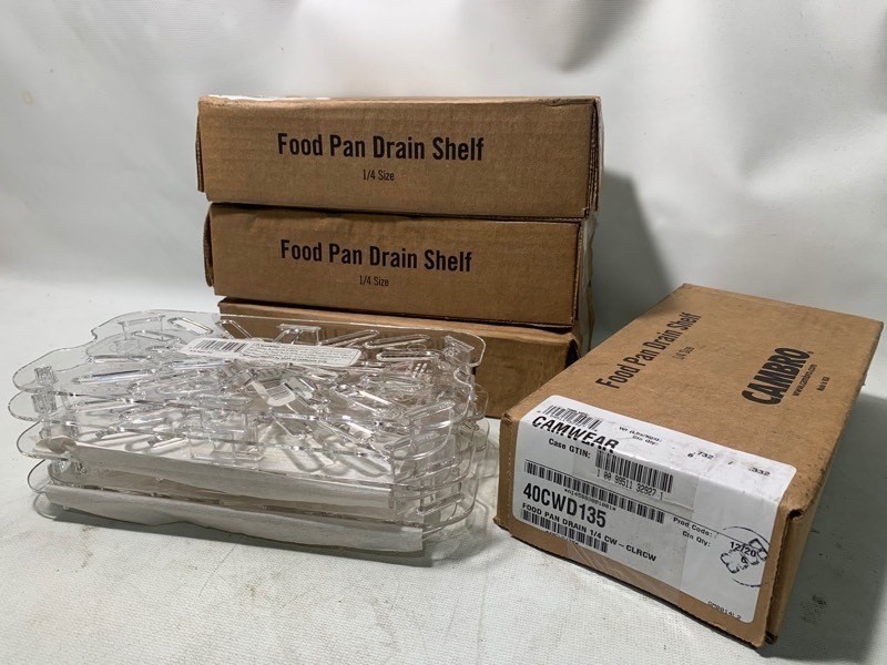 lot 311 image: 4 New Boxes of Cambro 14 Size Food Pan Drain Shelfs (24 Total)