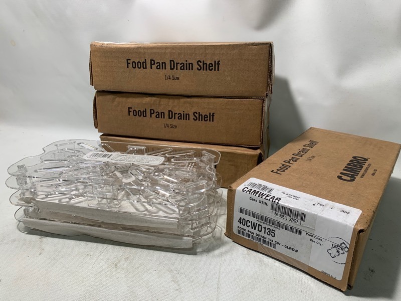 lot 312 image: 4 New Boxes of Cambro 14 Size Food Pan Drain Shelfs (24 Total)