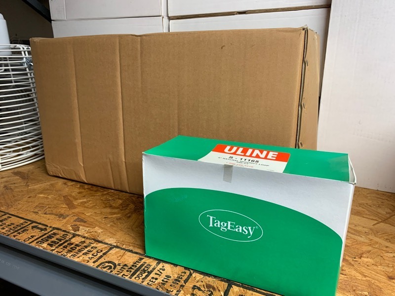 lot 195 image: 1 New Case of 50,000 ULINE S-11165 5 Natural Security Tag Loops (10 Box w 5,000 Each)