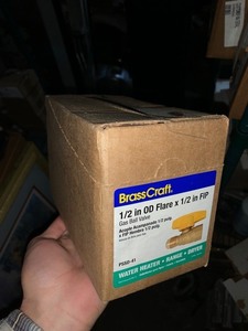 lot 29 image: New Box of BrassCraft 12 OD Flare x 12 FIP Gas Ball Valve