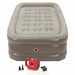 lot 39052 image: Coleman 18 Raised Air Mattress, with Built-in Pump, Twin