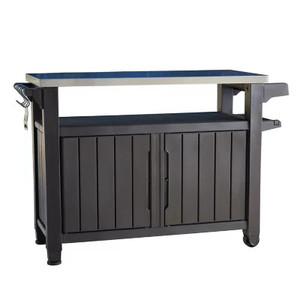 lot 39060 image: Keter Outdoor Entertainment Storage Station Grilling Table  Retails for $169.98
