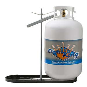 lot 25830 image: RV Propane Gas Double Bottle Rack 30 lb Cylinder Kit Dual Hold Down Rack