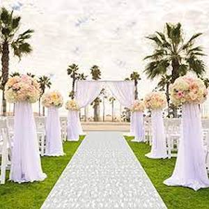 lot 25804 image: EZLucky Aisle Runner White Olive Branch Scroll Pattern