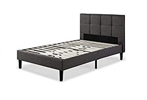 lot 1525 image: ZINUS Lottie Upholstered Platform Bed Frame w Headboard (Twin Size)
