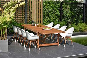 lot 1590 image: Brampton 9-Piece Patio Extendable Dining Set w Eucalyptus Wood