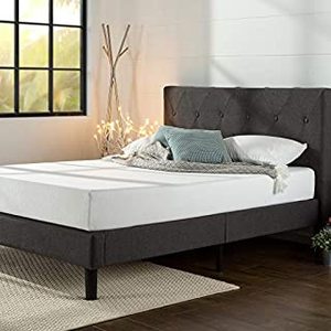 lot 1591 image: ZINUS Shalini Upholstered Platform Bed Frame, Dark Grey, Full (B01M580E2K)