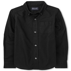 lot 1718 image: The Childrens Place Uniform Oxford Button-Down Shirt (Big Kids), Black, Large